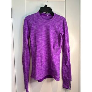 Lululemon Run Swiftly Tech L/S Purple Space Dye Shirt Size 2 Zipper Pocket